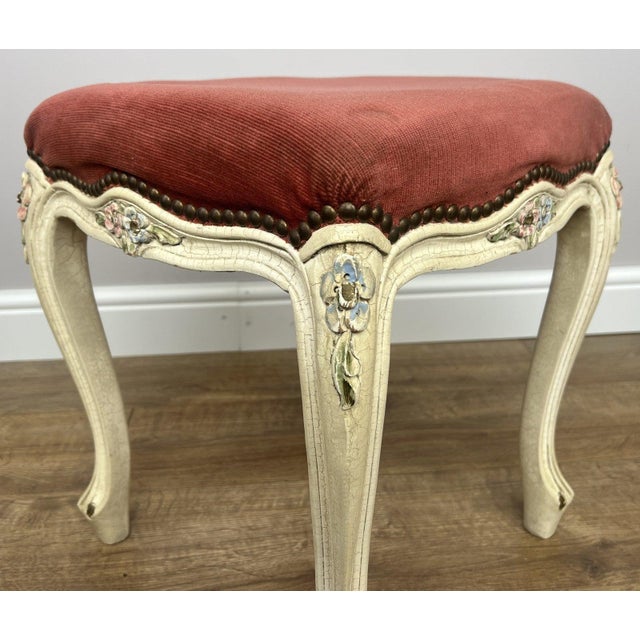 Vintage French Upholstered Ottoman For Sale - Image 6 of 13