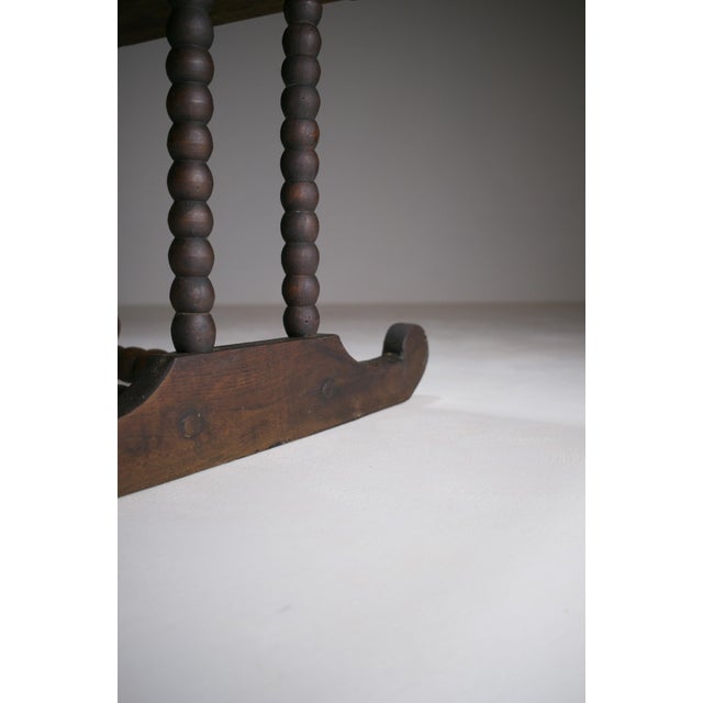Wood Late 19th Century French Rustic Coffee Table with Bobbin-Turned Base For Sale - Image 7 of 18