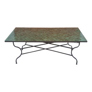 Rectangular Tamegrout Green Moroccan Mosaic in Chevron Design For Sale