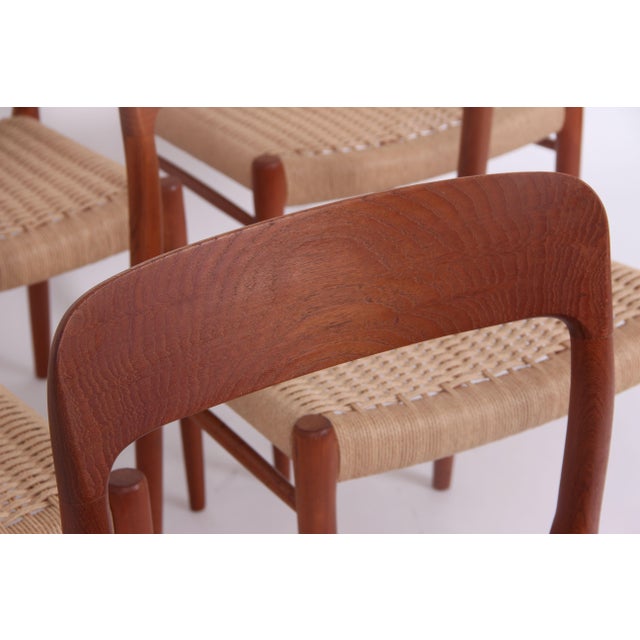 Model No. 75 Chairs in Teak Wood with Cane Seats by Niels Otto Møller for J.L. Møllers, 1960s, Set of 6 For Sale - Image 6 of 11