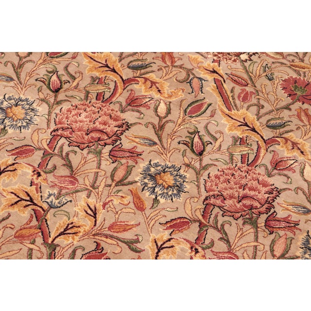 Shabby Chic Floral 1990's Pak-Persian Taupe/Gold Wool Rug - 5'11'' X 9'1'' For Sale - Image 4 of 9