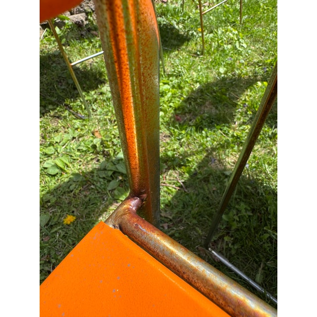 Set of 6 David Rowland 40/4 Chairs Orange Metal Seat Mid Century Stack Chairs Steel Frame For Sale - Image 13 of 15
