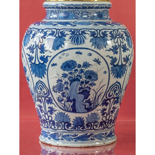 Early 18th Century Large Blue and White Table Lamp from Delftware For Sale - Image 5 of 13