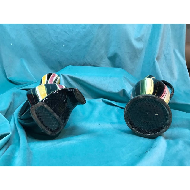 Black Mid Century Belgium Pottery Porcelain Atomic Vases - Set of 2 For Sale - Image 8 of 9