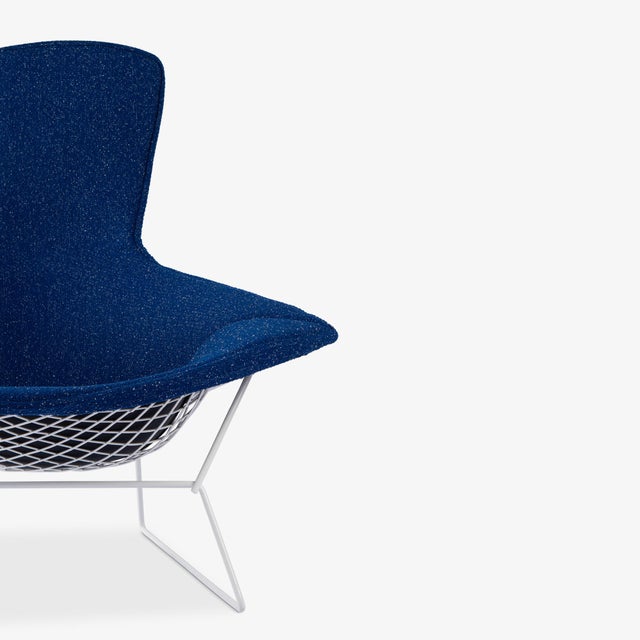 1960s Early Knoll Bertoia Bird Chair in Gloss White & Raf Simons Kvadrat Wool Bouclé For Sale - Image 5 of 12