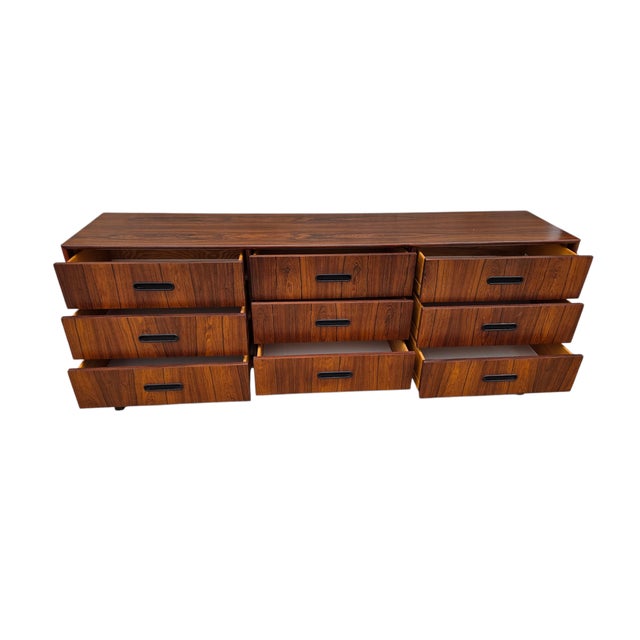 Wood 1970s Danish Modern Rosewood Dresser Chest of Drawers Sideboard Console For Sale - Image 7 of 13