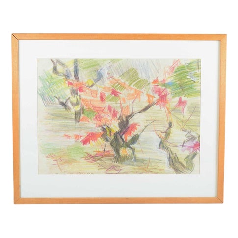 Brita Af Klercker, Colorful Abstract Composition, Pastel on Paper, 1950s-1960s For Sale