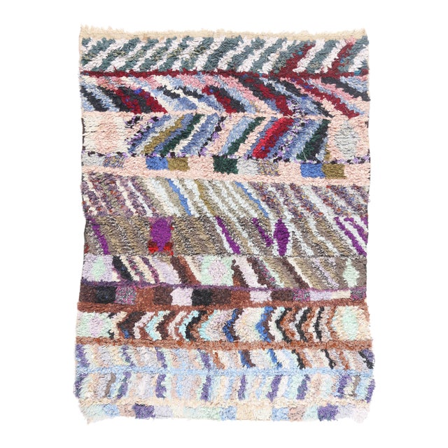 Vintage Azilal Boucherouite Moroccan Rug, 05'01 X 06'10 For Sale