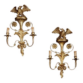 Antique Wall Sconces in Gilded and Carved Wood, France, 20th Century, Set of 2 For Sale