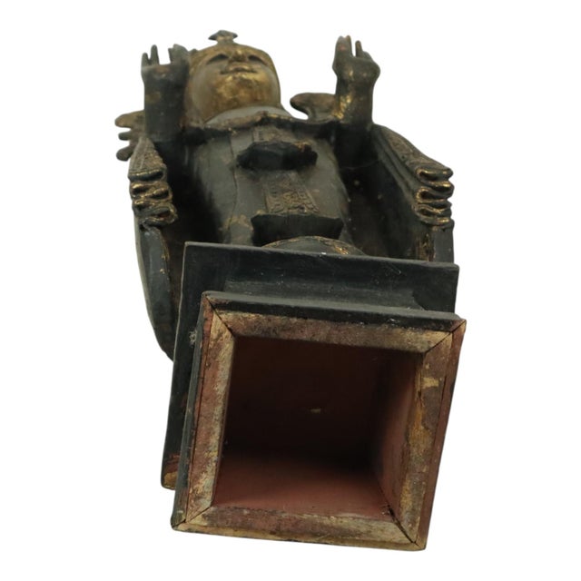 Very Large Weathered Gilded Wood Statue of Buddha, Burma For Sale - Image 18 of 18
