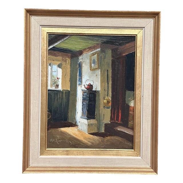 Osvald Rasmussen, Kitchen, 1960s, Oil on Canvas For Sale