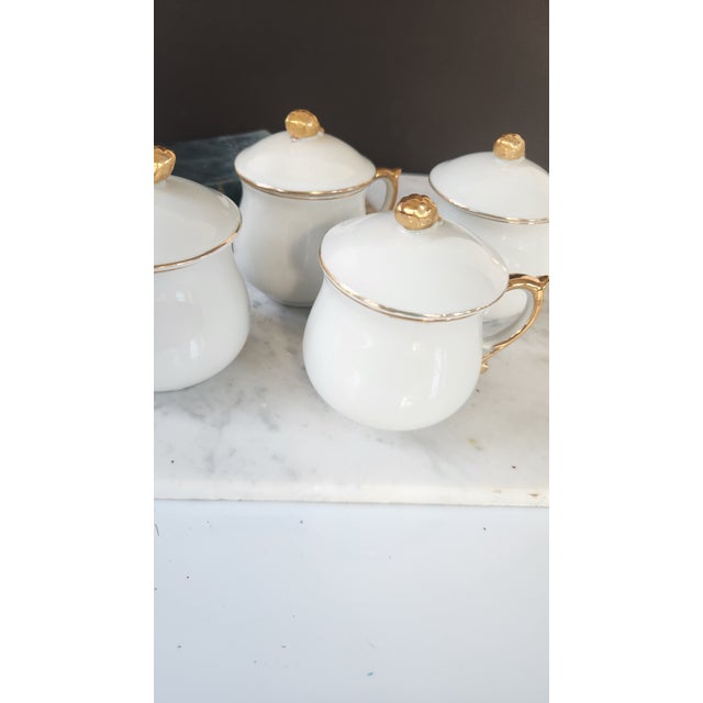 Vintage Strafford White & Gilt Pots De Crème - Set of 4 For Sale - Image 12 of 18