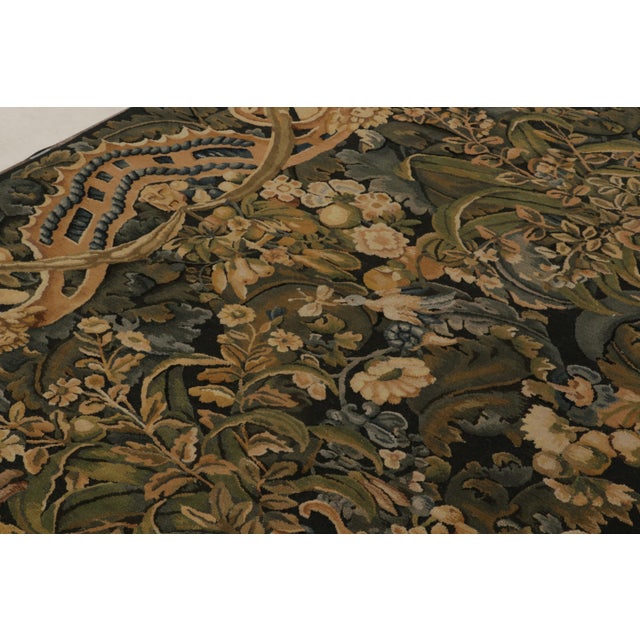 2010s Rug & Kilim’s Tudor Style Rug in Green, Blue & Beige Botanical Pictorial Pattern For Sale - Image 5 of 9