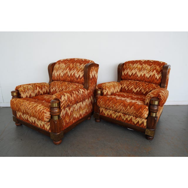 Vintage Riverside Upholstery Lounge Chairs & Ottomans - 4 Pieces For Sale In Austin - Image 6 of 12