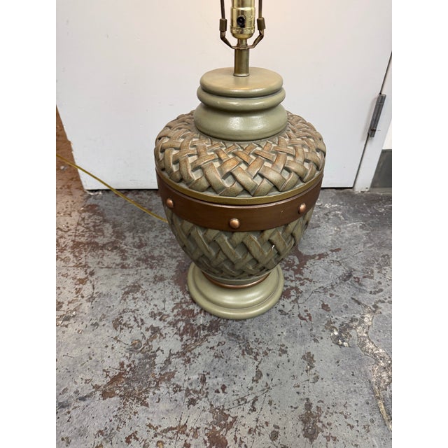 Green Lamps Forever, Sun Valley Green Lattice Urn Style Table Lamp For Sale - Image 8 of 12