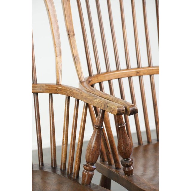 Antique English Windsor Stickback Chairs in Elm, 19th Century, Set of 2 For Sale - Image 11 of 15