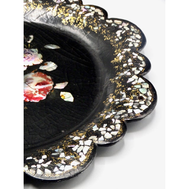 Black Antique English Papier Mache Tray Wine Coaster For Sale - Image 8 of 11