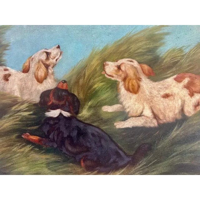 English Oil on Canvas Depicting Trio of Spaniels For Sale - Image 4 of 12