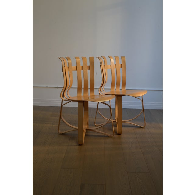 Pair of Frank Gehry "Hat Trick" Dining Chairs for Knoll, Bentwood Maple, Signed & Dated 1990 For Sale In Los Angeles - Image 6 of 9