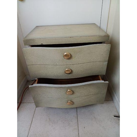 Vintage Wood Nightstand 2 Drawer Mid Century Modern Style: Mid Century Modern Color: Gray Dimensions: 22" W x 23" H 18" D