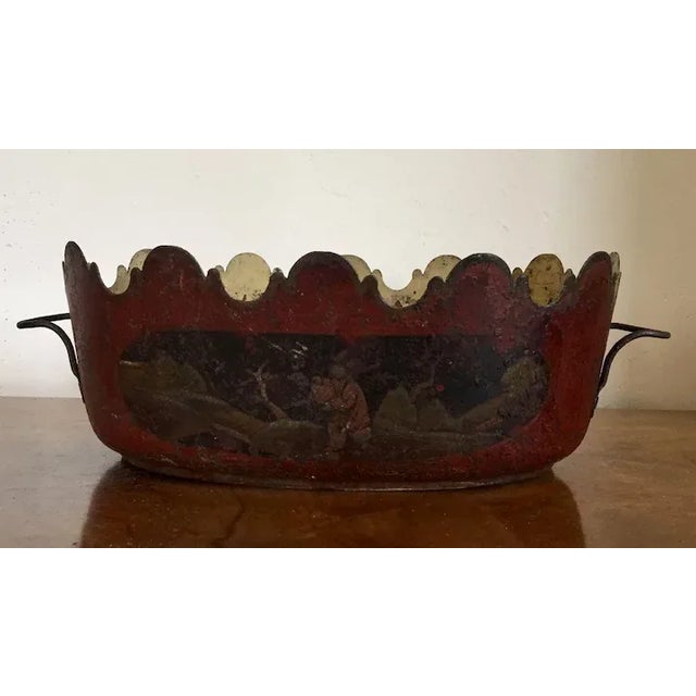 Traditional 1790 - 1800 French Empire Paint Decorated Tole Monteith Planter Cachepot For Sale - Image 3 of 11