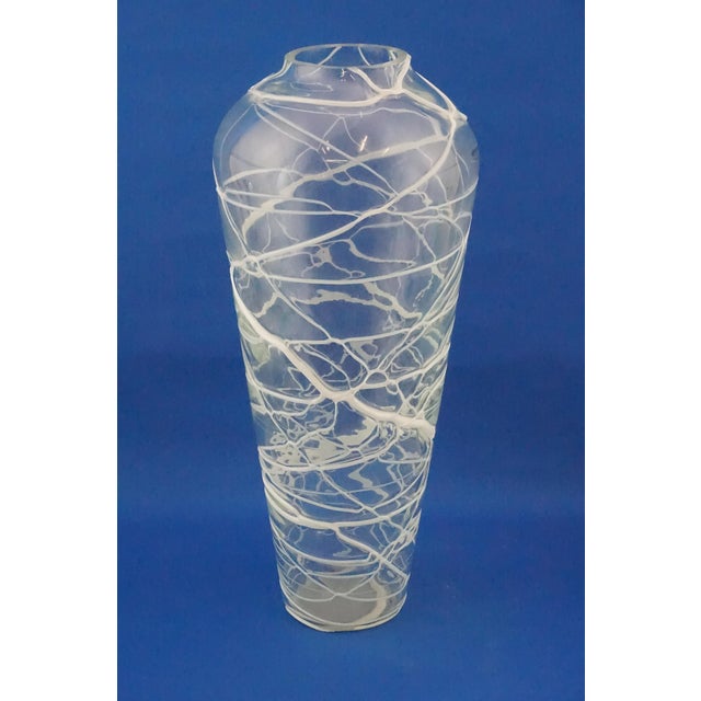 Murano Glass Vase in White Glass Paste Lattice, 1940s For Sale - Image 6 of 18