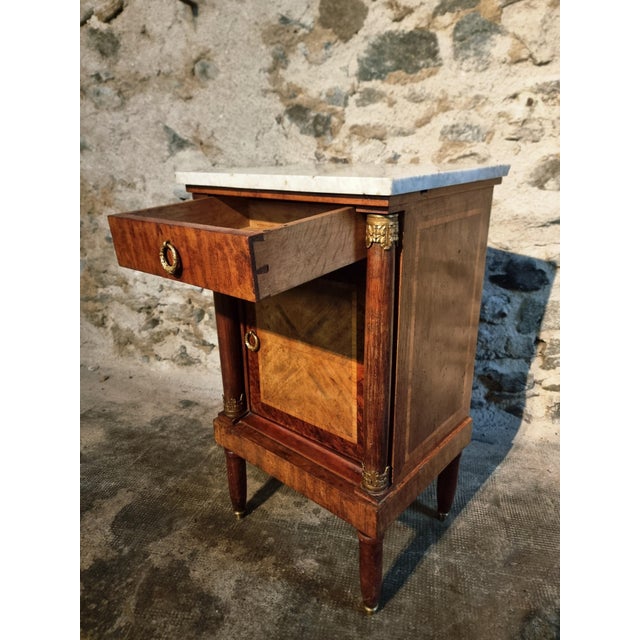French Empire Bedside Cabinet with Marble Top, 19th Century For Sale - Image 4 of 16