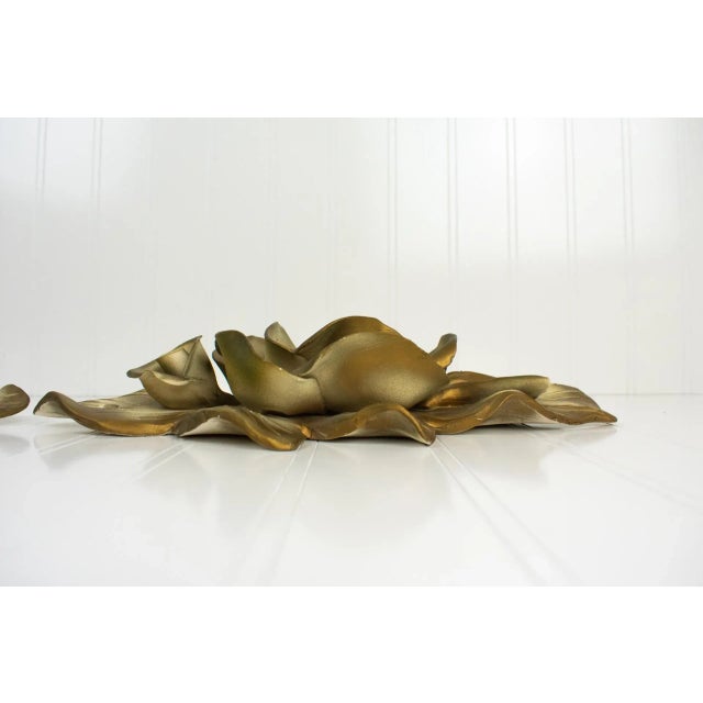 Mid-Century Gold & White Delicate Floral Chalkware, Plasterware - a Pair For Sale - Image 10 of 12