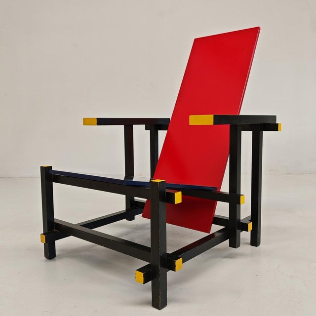 Red and Blue Maestri Series Armchair by Gerrit Thomas Rietveld for Cassina, 1980s For Sale - Image 13 of 18