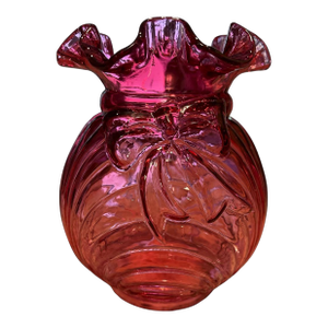 Vintage Fenton Caprice Bow & Drape Country Cranberry Glass Vase