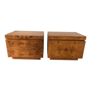 1970s Burlwood Nightstands by Milo Baughman for Lane Furniture - a Pair For Sale