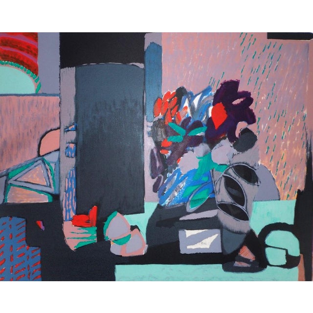 Gabriel Godard (1933-2023) Still Life with Multicolored Bouquet Original color lithograph Signed in pencil On BFK Rives...
