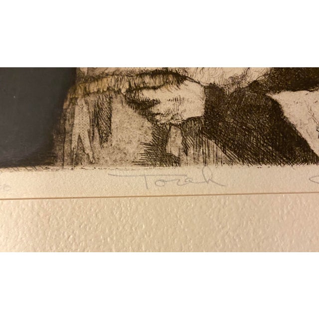 1980s 1980s Charles Bragg Etching Rabbi With Torah Framed Fine Art Original Print Judaica For Sale - Image 5 of 7