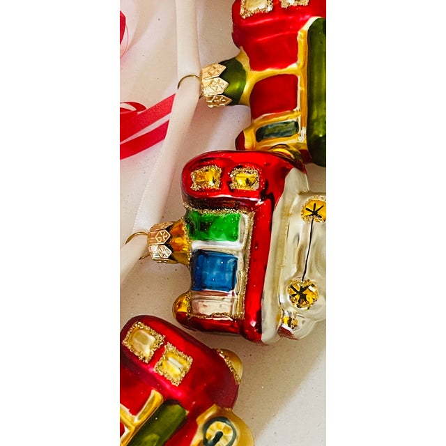 15 European Vintage Glass Christmas Ornaments Cho Cho Trains For Sale - Image 4 of 5