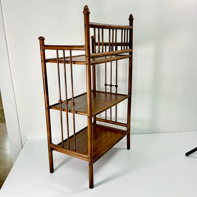 Early 20th C Antique Arts & Crafts Mission British Colonial Thornet Style Stick & Ball Etagere - 3 Tier For Sale - Image 14 of 18