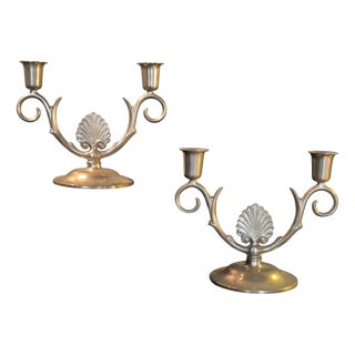Swedish Grace Pewter Candelabras, 1934, Set of 2 For Sale