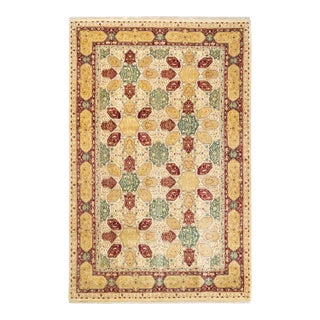 Mogul Collection Hand-Knotted Area Rug - Ivory 6' 1" x 9' 4" For Sale