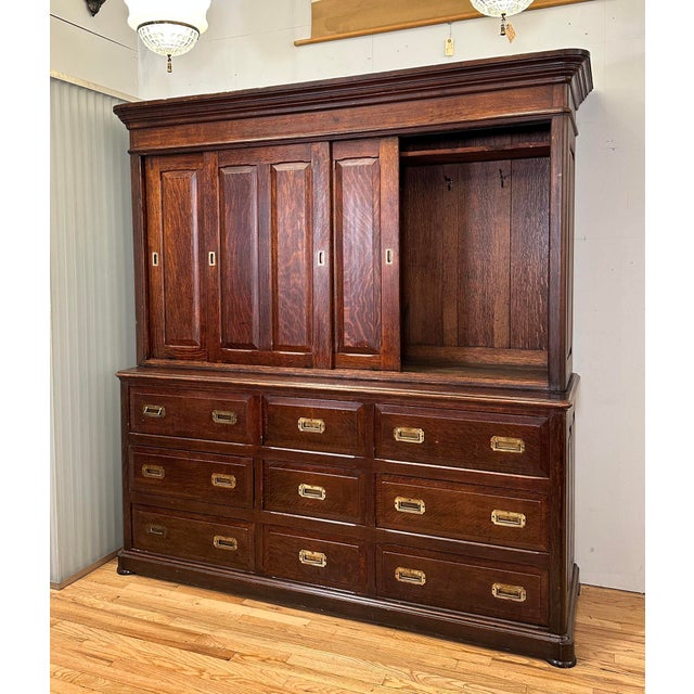 Traditional Late 19th Century Solid Quarter Sawn Oak Cabinet For Sale - Image 3 of 14