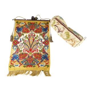 Antique Gift-Sized French Tapestry With Floral Medallion Design - Rug & Kilim For Sale