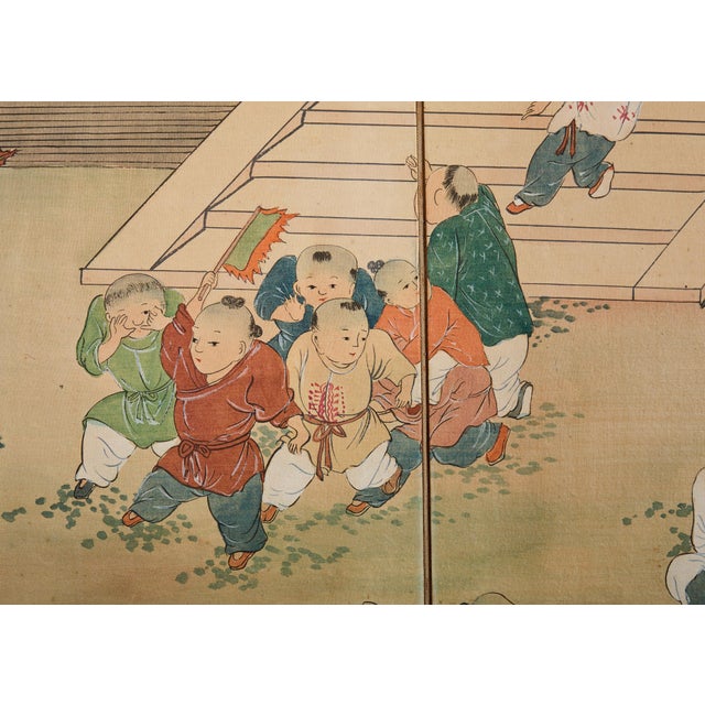 Kano School Four Panel Screen One Hundred Boys For Sale - Image 15 of 18