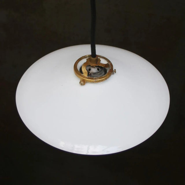 French White Opaline Glass and Brass Pendant Lamp For Sale - Image 4 of 7