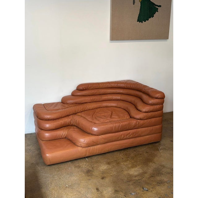 Ubald Klug DS-1025 "Terrazza" Landscape Sofa for De Sede, 1970’s. Original leather. In good vintage condition with light...