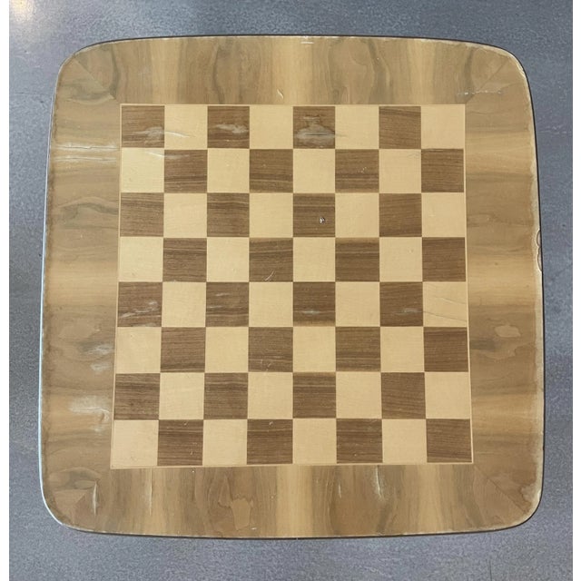 1950s Vintage German Inlaid Wood Chess Table Side Double Decker Magazine Telephone For Sale - Image 11 of 11