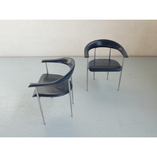 P40 Leather Chairs by Giancarlo Vegni and Gianfranco Gualtierotti for Fasem, 1980s, Set of 2 For Sale - Image 3 of 10
