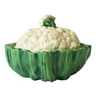 Tureen Bowl Cauliflower Cabbage Vegetable Trompe L'Oeil, Circa Mid 20th Century For Sale