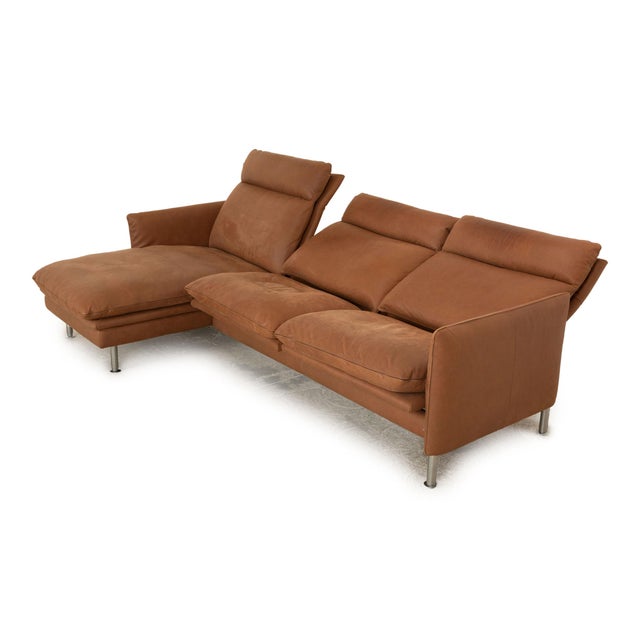 Modern Porto Leather Corner Sofa in Brown from Erpo For Sale - Image 3 of 10