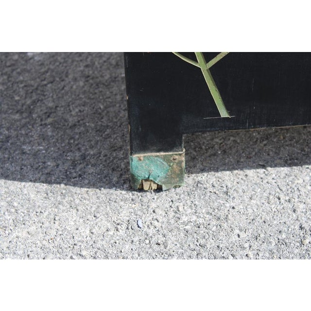 Screen in Chinese Lacquer with Enamel and Lotus Flower Decorations, 1950s For Sale - Image 6 of 18