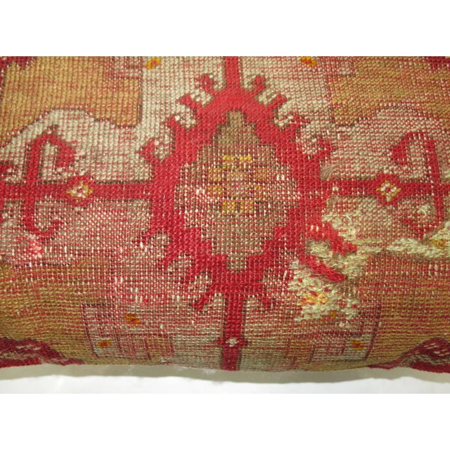 Zabihi Collection Large Floor Size Red Turkish Rug Pillow For Sale - Image 4 of 5