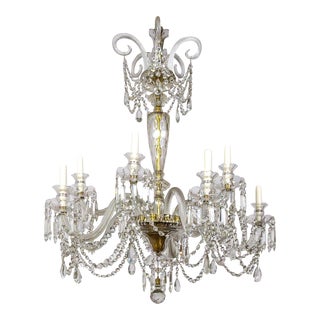 1900s Cut Crystal George III Chandelier With Faceted Column For Sale