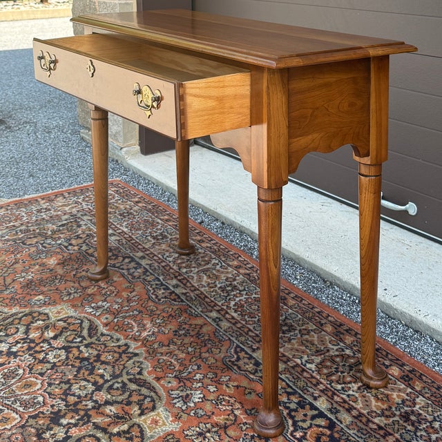 Statton Furniture Vintage Statton Americana Traditional Solid Cherry 1 Drawer Console or Hall Table For Sale - Image 4 of 16